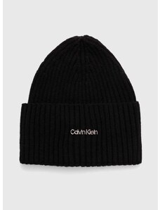Kapa s primesjo volne Calvin Klein črna barva
