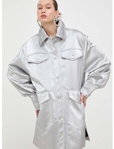 Srajčna jakna Moschino Jeans srebrna barva