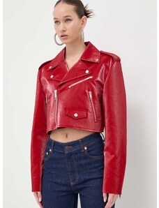 Biker jakna Moschino Jeans ženska, rdeča barva