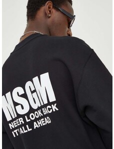 Bombažen pulover MSGM moška, črna barva