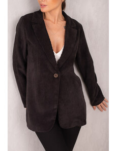 Armonika Ženska črna žametna jakna z enim gumbom
