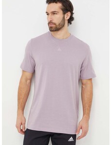 Bombažna kratka majica adidas moški, vijolična barva
