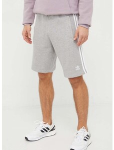Bombažne kratke hlače adidas Originals Adicolor 3-Stripes siva barva, IU2340