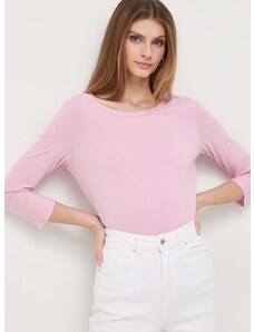 Majica z dolgimi rokavi Weekend Max Mara ženski, roza barva