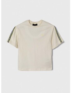 Otroška bombažna kratka majica Emporio Armani bež barva