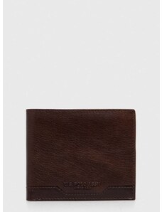 Usnjena denarnica U.S. Polo Assn. moški, rjava barva