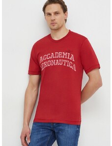Bombažna kratka majica Aeronautica Militare moški, rdeča barva