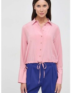 Svilena srajca Liviana Conti roza barva