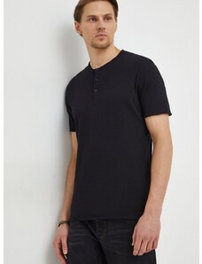 Bombažna kratka majica Sisley moški, črna barva