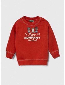 Otroški bombažen pulover United Colors of Benetton rdeča barva