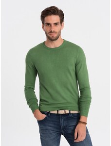 Ombre Clothing Klasičen zeleni pulover z okroglim izrezom V13 SWBS-0106