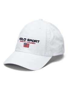 Otroška bombažna bejzbolska kapa Polo Ralph Lauren bela barva