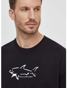 Bombažna kratka majica Paul&Shark moški, črna barva