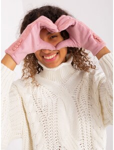 Fashionhunters Light pink gloves with geometric pattern