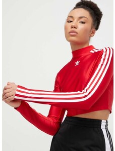 Majica z dolgimi rokavi adidas Originals ženski, rdeča barva