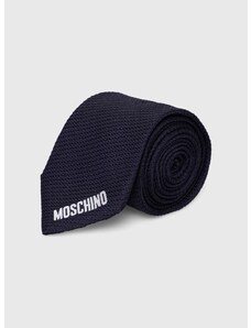 Svilena kravata Moschino mornarsko modra barva