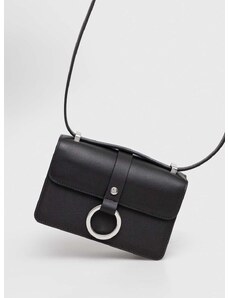 Usnjena torbica Sisley črna barva