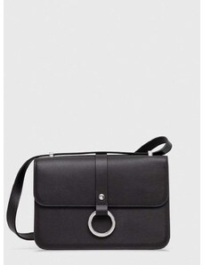 Usnjena torbica Sisley črna barva