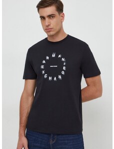 Bombažna kratka majica Armani Exchange moški, črna barva