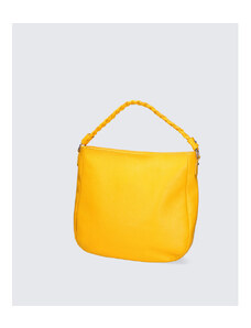 Večja modna živo rumena usnjena torbica za čez ramo Mona VERA PELLE