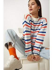 Happiness İstanbul Women's Ecru Striped Knitwear Sweater