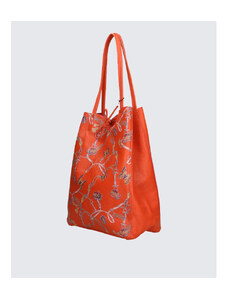 Velika dizajnerska temno oranžna usnjena shopper torbica za čez ramo Melani Two Design VERA PELLE