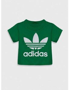 Otroška bombažna kratka majica adidas Originals TREFOIL TEE zelena barva