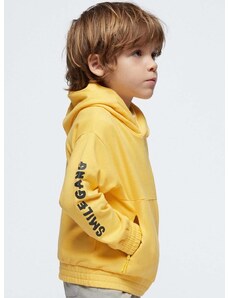 Otroški pulover Mayoral rumena barva, s kapuco