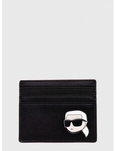 Usnjen etui za kartice Karl Lagerfeld črna barva