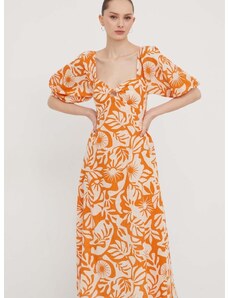 Bombažna obleka Billabong oranžna barva