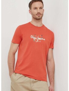 Bombažna kratka majica Pepe Jeans Count moška, oranžna barva