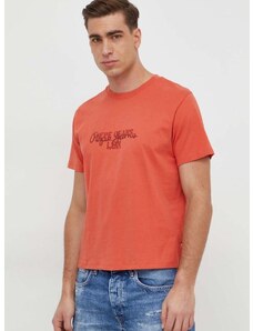 Bombažna kratka majica Pepe Jeans Chris moška, oranžna barva