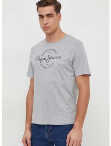Bombažna kratka majica Pepe Jeans Craigton moška, siva barva