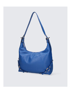 Večja modna živo modra usnjena torbica za čez ramo Anne VERA PELLE
