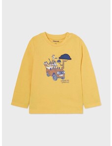 Otroška bombažna majica z dolgimi rokavi Mayoral rumena barva