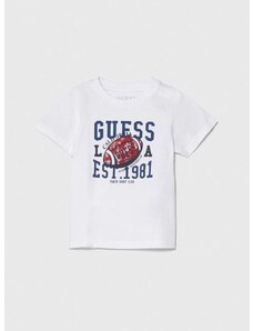 Kratka majica za dojenčka Guess bela barva
