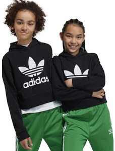 Otroški pulover adidas Originals črna barva, s kapuco