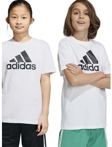 Otroška bombažna kratka majica adidas U BL bela barva