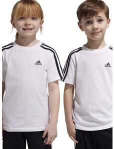 Otroška bombažna kratka majica adidas LK 3S CO bela barva