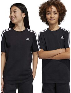 Otroška bombažna kratka majica adidas U 3S črna barva