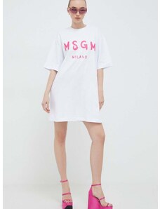 Bombažna obleka MSGM bela barva