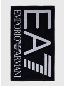 Bombažna brisača EA7 Emporio Armani 100 x 170 cm črna barva