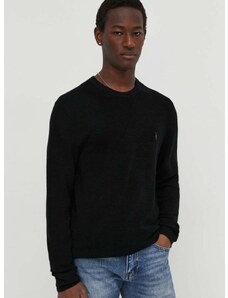 Volnen pulover AllSaints moški, črna barva,