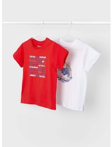 Otroška bombažna kratka majica Mayoral 2-pack rdeča barva