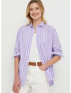 Bombažna srajca Polo Ralph Lauren ženska, vijolična barva