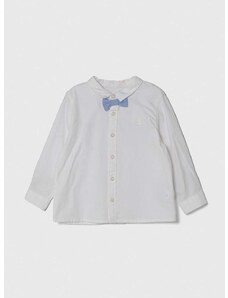 Bombažna srajca za dojenčka United Colors of Benetton bela barva
