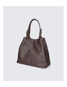Večja modna temno rjava usnjena torbica za v roko Madeleine Four VERA PELLE