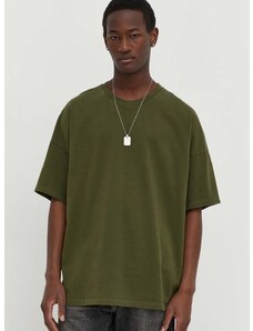 Bombažna kratka majica American Vintage moški, zelena barva