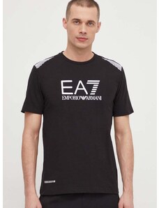 Kratka majica EA7 Emporio Armani moški, črna barva