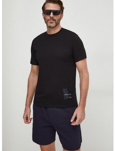 Bombažna kratka majica Armani Exchange x mixmag moška, črna barva